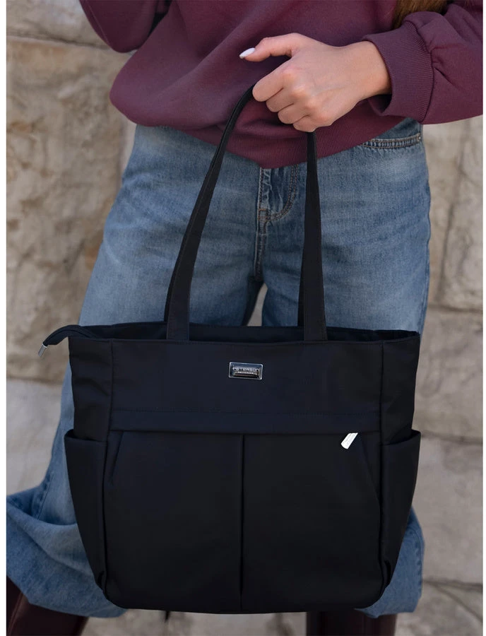 Moteriška „Peterson“ shopper tipo rankinė A4 formato, juoda, iš dirbtinės odos RM2