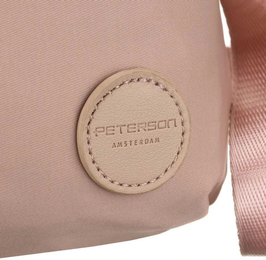 Moteriška rožinė nailoninė „Peterson“ rankinė per petį su užtrauktuku