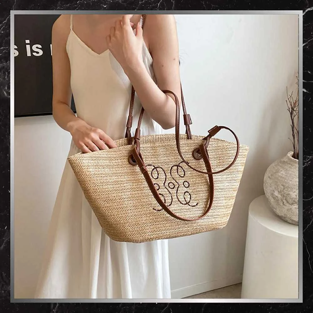 Moteriška šiaudinė rankinė BAD&BAGS, didelė