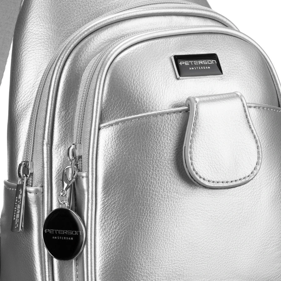 Moteriška sidabrinė „Peterson“ rankinė per petį (crossbody) iš eko odos RT36