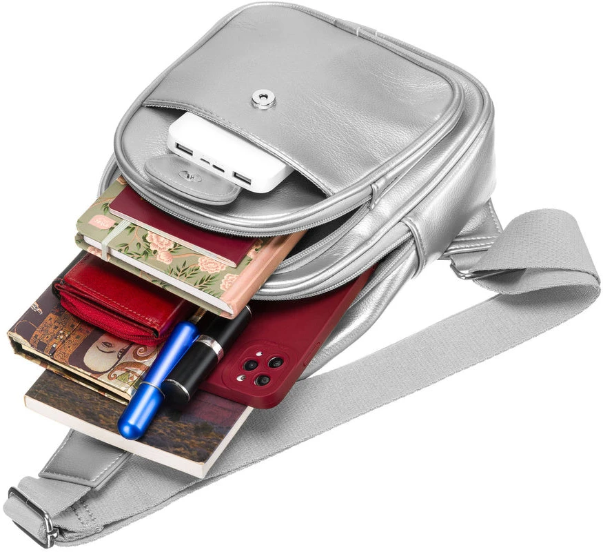 Moteriška sidabrinė „Peterson“ rankinė per petį (crossbody) iš eko odos RT36