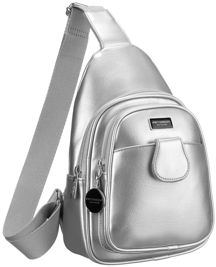 Moteriška sidabrinė „Peterson“ rankinė per petį (crossbody) iš eko odos RT36