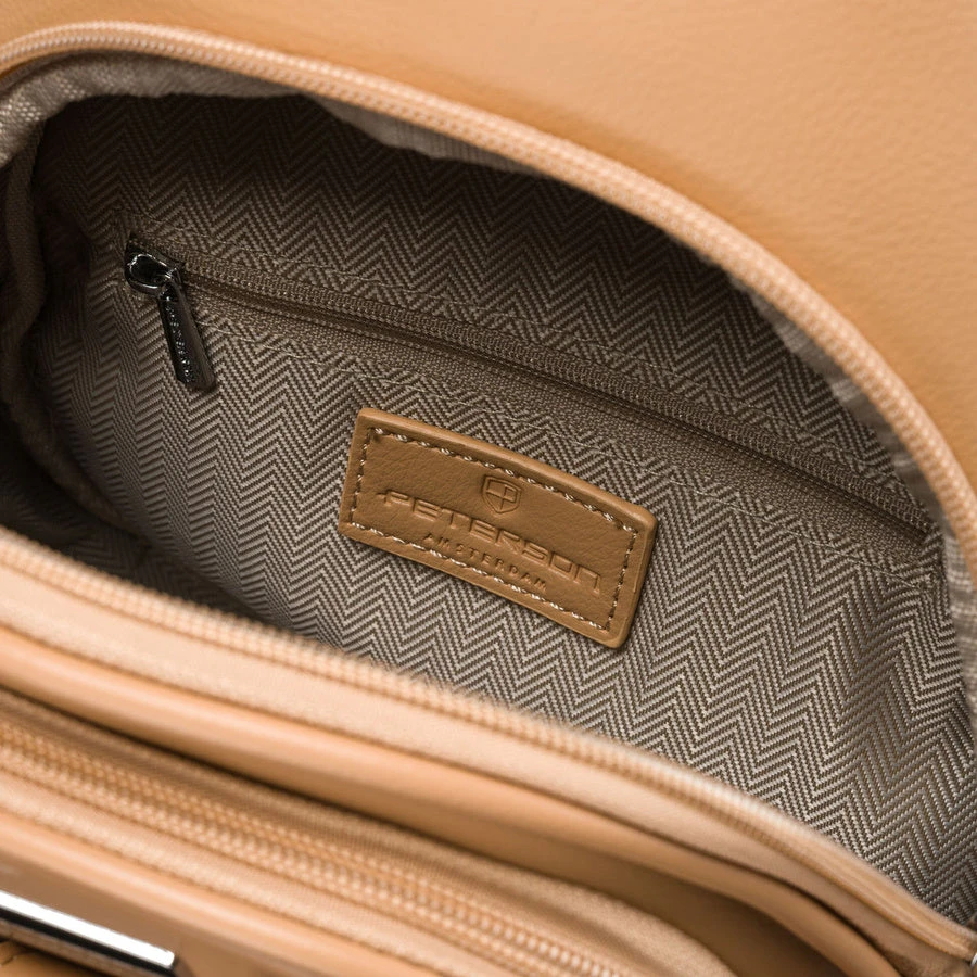 Moteriška sportinė „Peterson“ crossbody rankinė per petį, smėlio spalvos, iš ekologiškos odos RT35