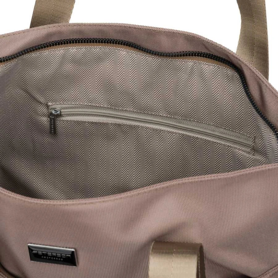 Moteriška vieno skyriaus smėlio spalvos „Peterson“ shopper rankinė su užtrauktuku, iš dirbtinės odos