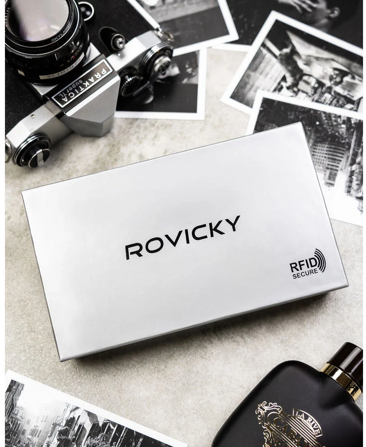 Natūralios odos delninė/piniginė vyrams Rovicky, juoda