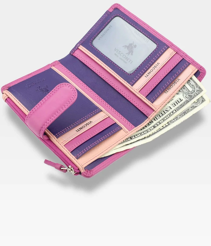 Natūralios odos piniginė moterims Visconti RB-97, violetinė