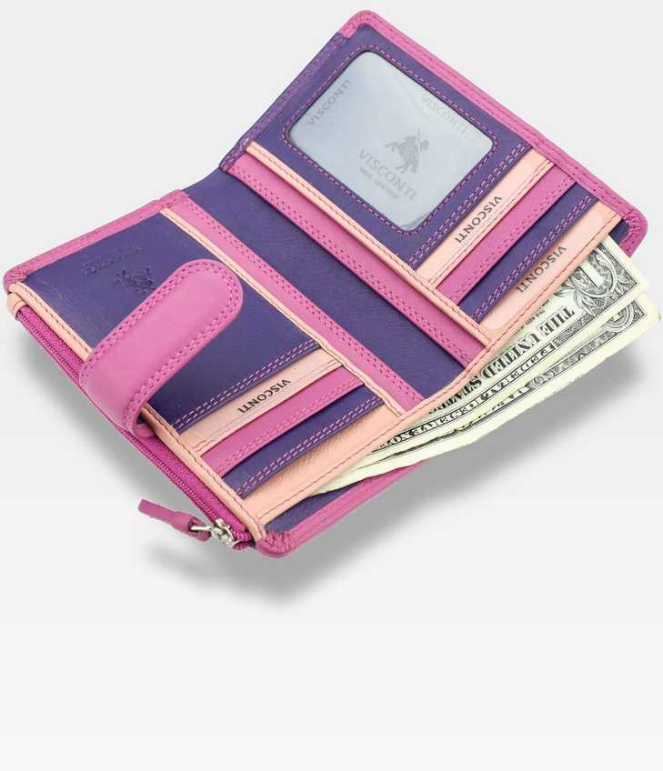 Natūralios odos piniginė moterims Visconti RB-97, violetinė