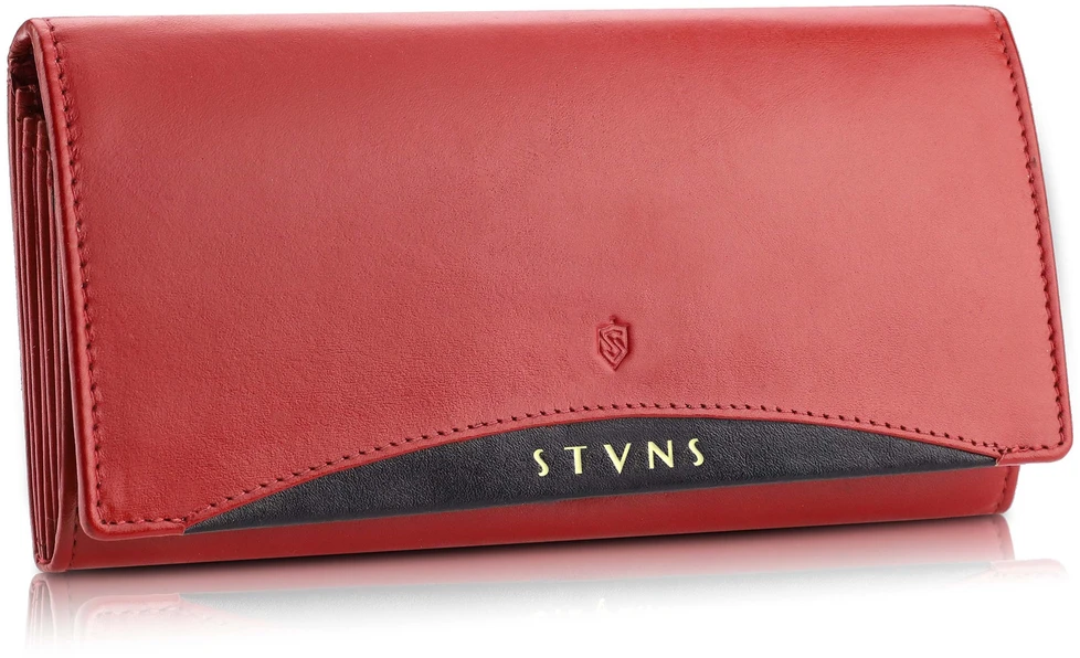 Odinė piniginė moterims Stevens Extended su RFID apsauga, raudona