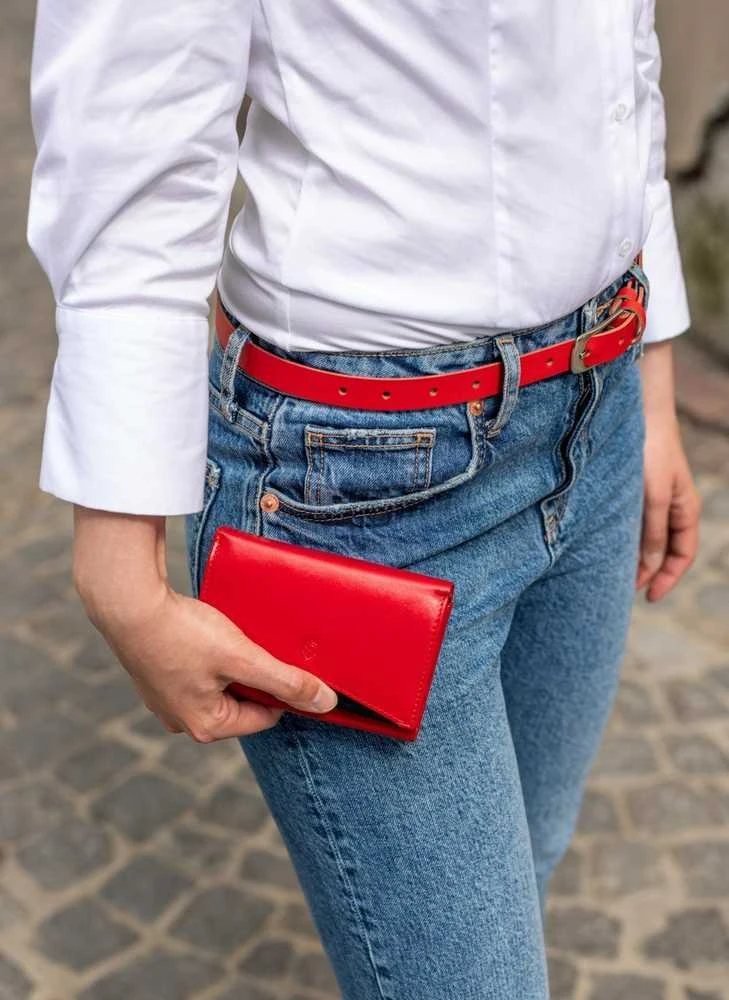 Odinė piniginė moterims Stevens su RFID Z02 / RB, raudona