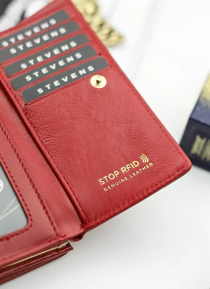 Odinė piniginė moterims Stevens su RFID apsauga