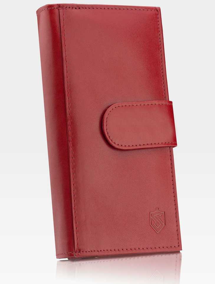 Odinė piniginė moterims Stevens Z02 / BR-210 su RFID apsauga, raudona