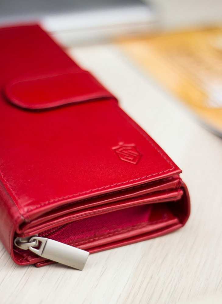 Odinė piniginė moterims Stevens Z02 / BR-210 su RFID apsauga, raudona