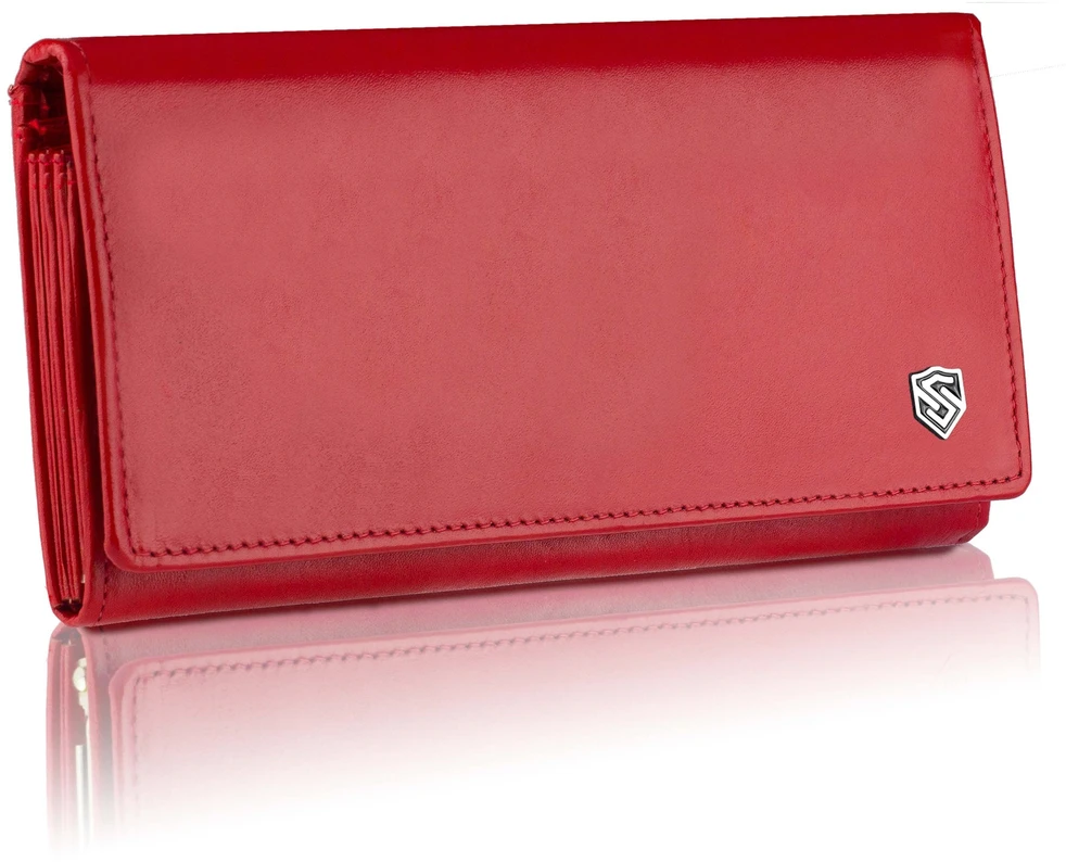 Odinė piniginė moterims Stevens Z03-063M su RFID apsauga, raudona