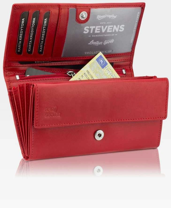 Odinė piniginė moterims Stevens Z03-063M su RFID apsauga, raudona