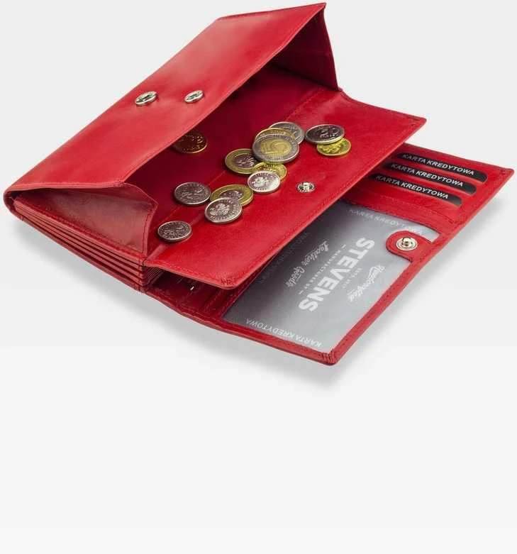 Odinė piniginė moterims Stevens Z03-063M su RFID apsauga, raudona