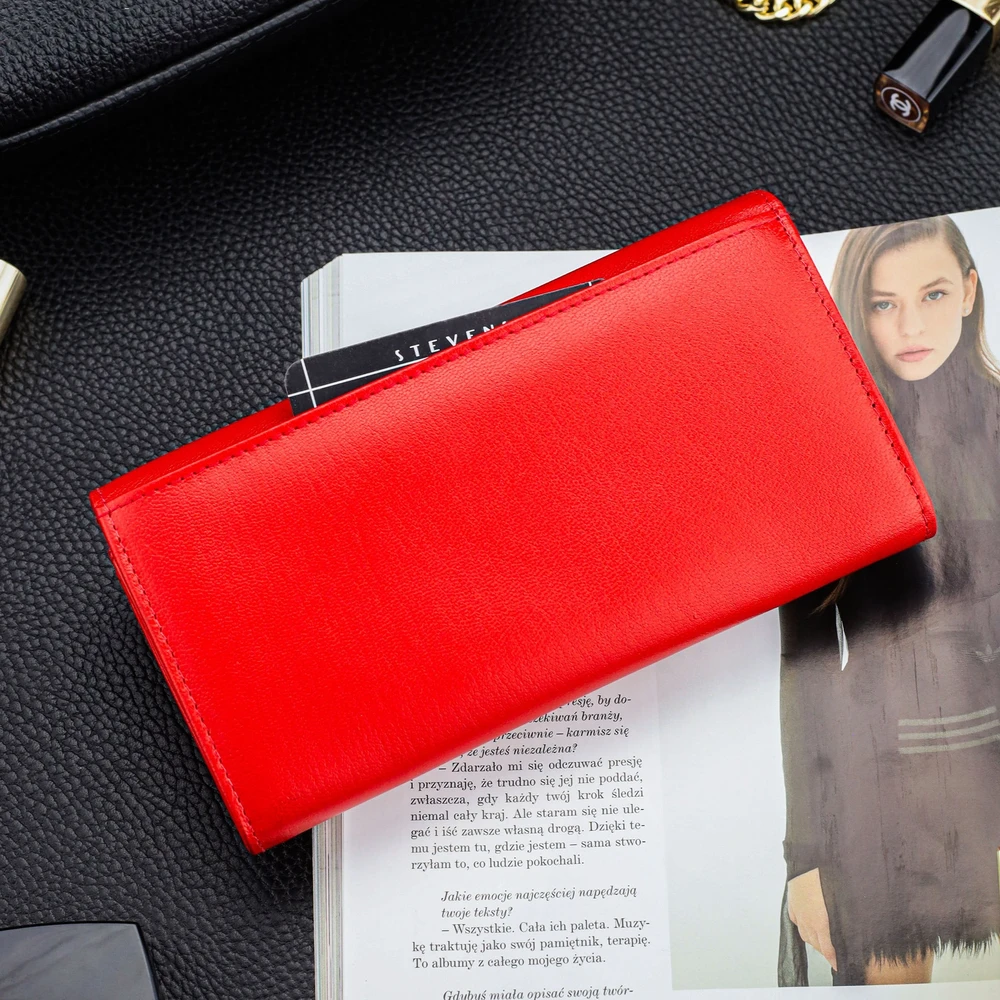 Odinė piniginė moterims Stevens Z03-063M su RFID apsauga, raudona