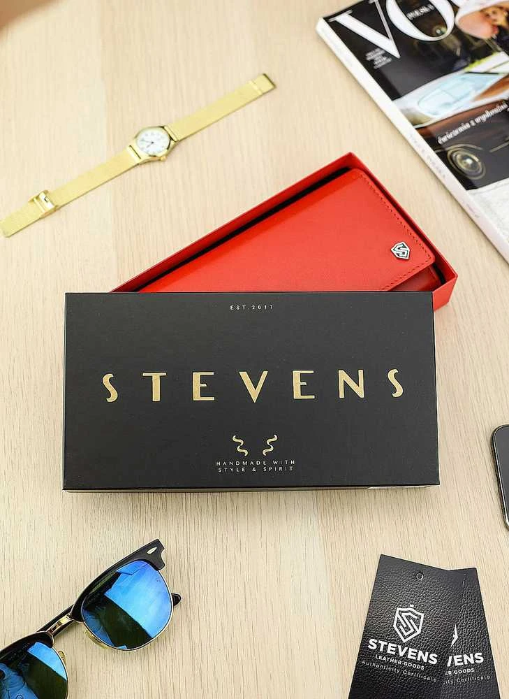 Odinė piniginė moterims Stevens Z03-063M su RFID apsauga, raudona