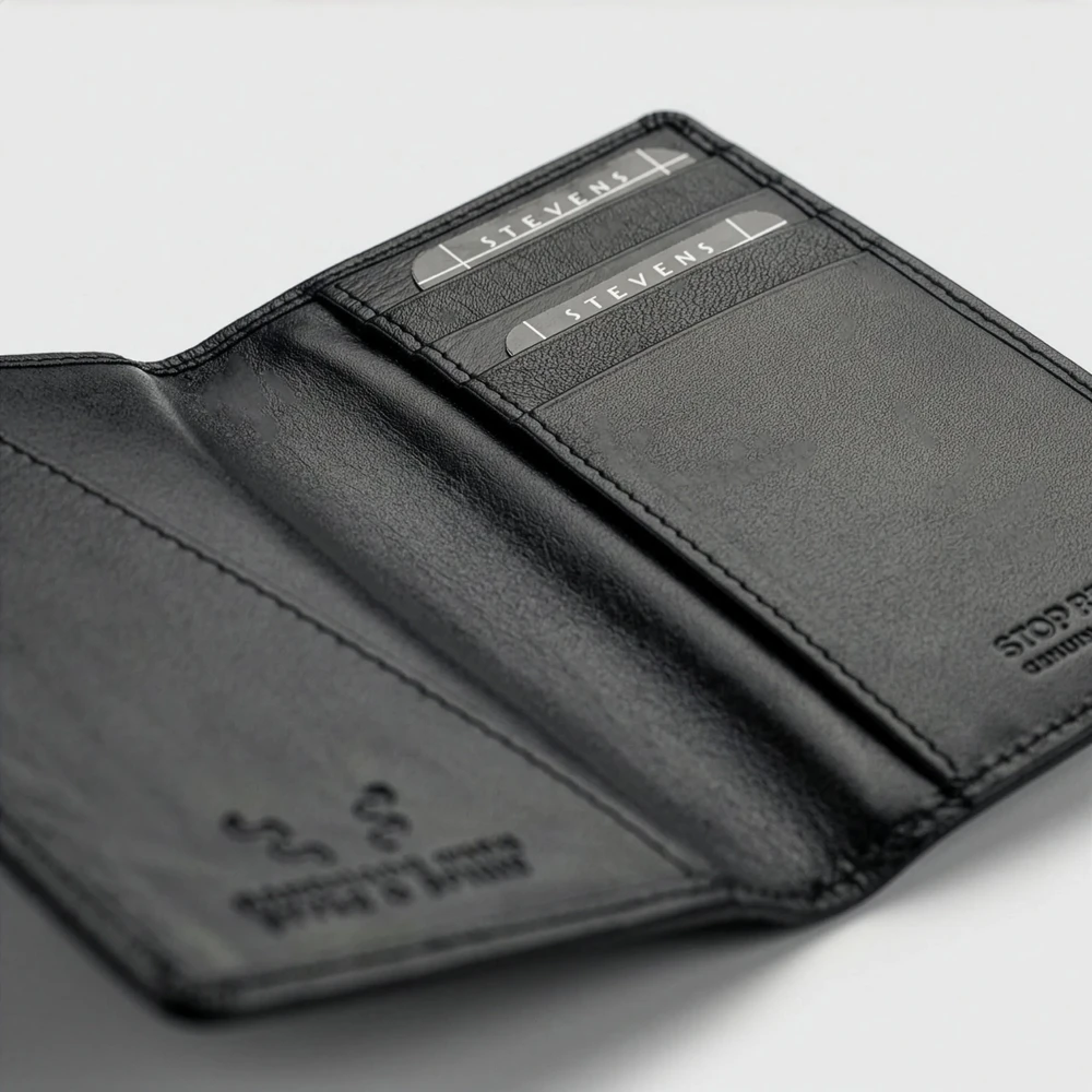 Odinis paso ir dokumentų dėklas su RFID STEVENS, juodas D40041