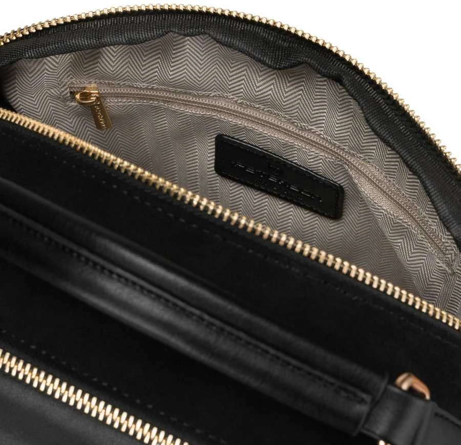 Peterson moteriška maža juoda „crossbody“ rankinė per petį su užtrauktuku, miesto stiliaus, iš dirbtinės odos