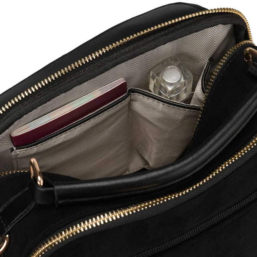 Peterson moteriška maža juoda „crossbody“ rankinė per petį su užtrauktuku, miesto stiliaus, iš dirbtinės odos