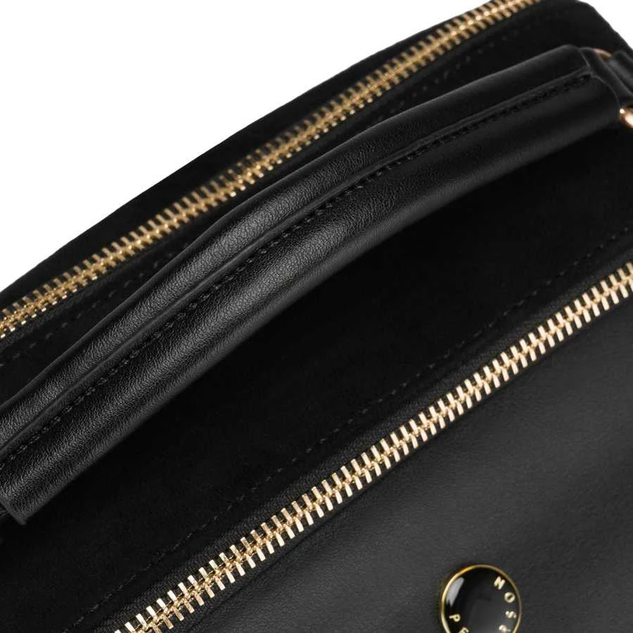 Peterson moteriška maža juoda „crossbody“ rankinė per petį su užtrauktuku, miesto stiliaus, iš dirbtinės odos