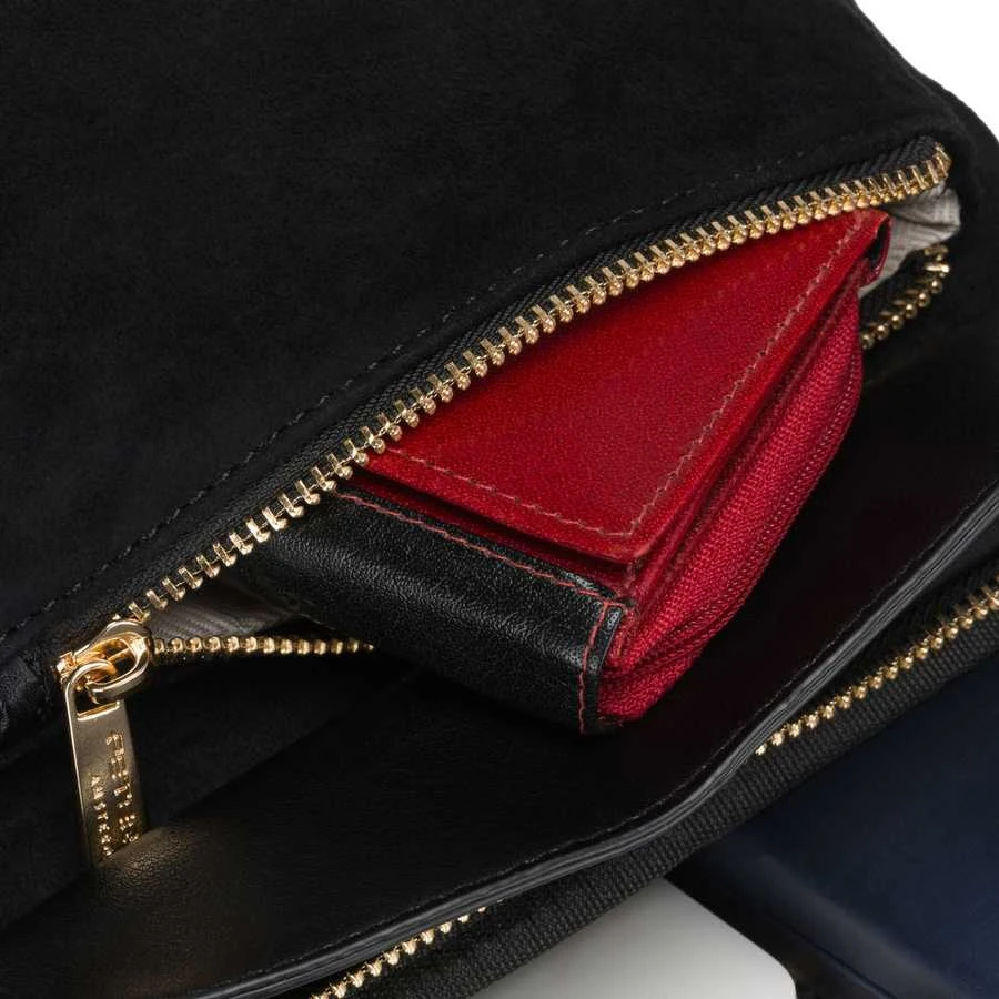 Peterson moteriška maža juoda „crossbody“ rankinė per petį su užtrauktuku, miesto stiliaus, iš dirbtinės odos