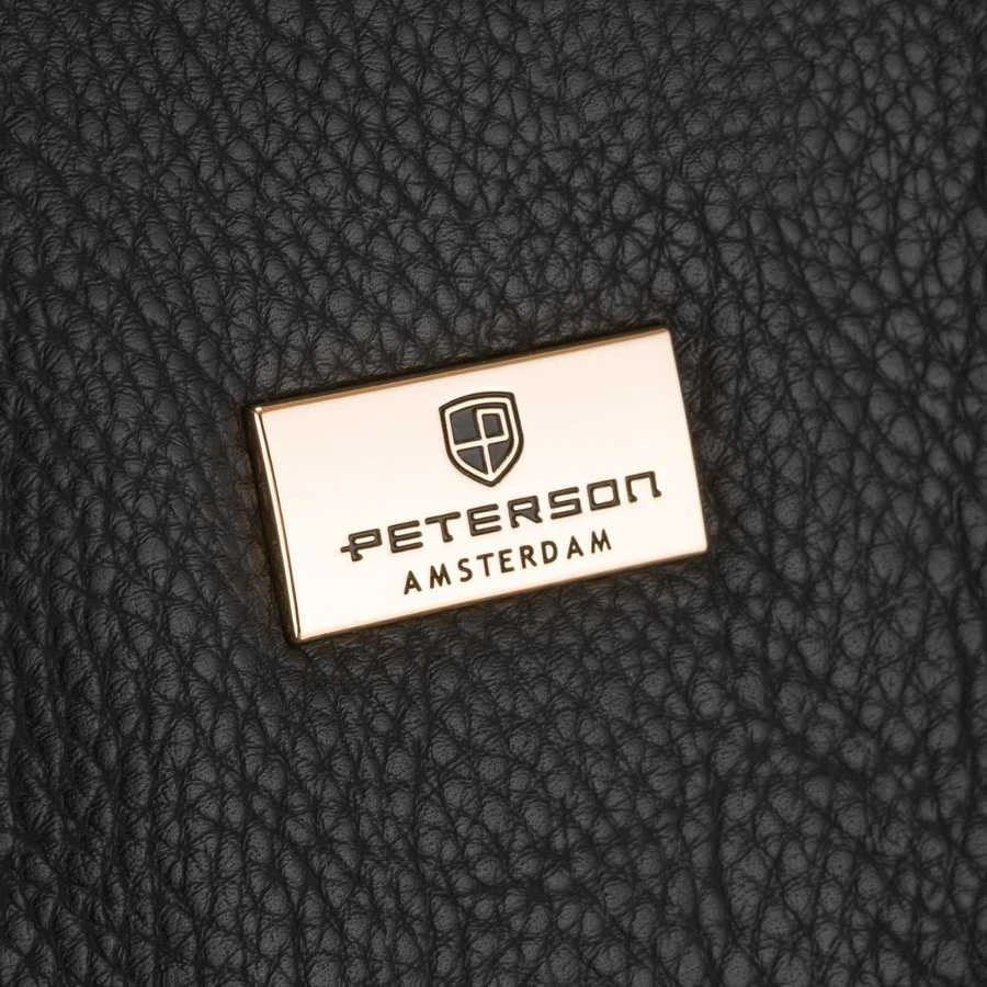 Peterson moteriška maža miesto kuprinė–rankinė 2in1, juoda, iš ekologiškos odos