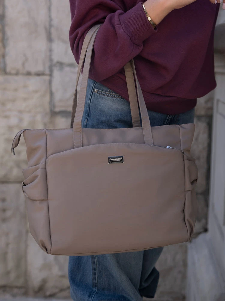 Peterson moteriška miesto shopper tipo rankinė su šonine kišenėle, smėlio, dirbtinė oda RM11