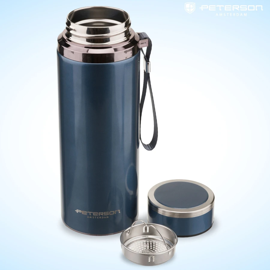 „Peterson“ nerūdijančio plieno termosas karštiems ir šaltiems gėrimams, 750 ml, tamsiai mėlynas