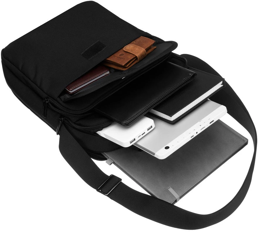 Peterson vyriška dviejų skyrių juoda „Cordura“ rankinė per petį su užtrauktuku RP18