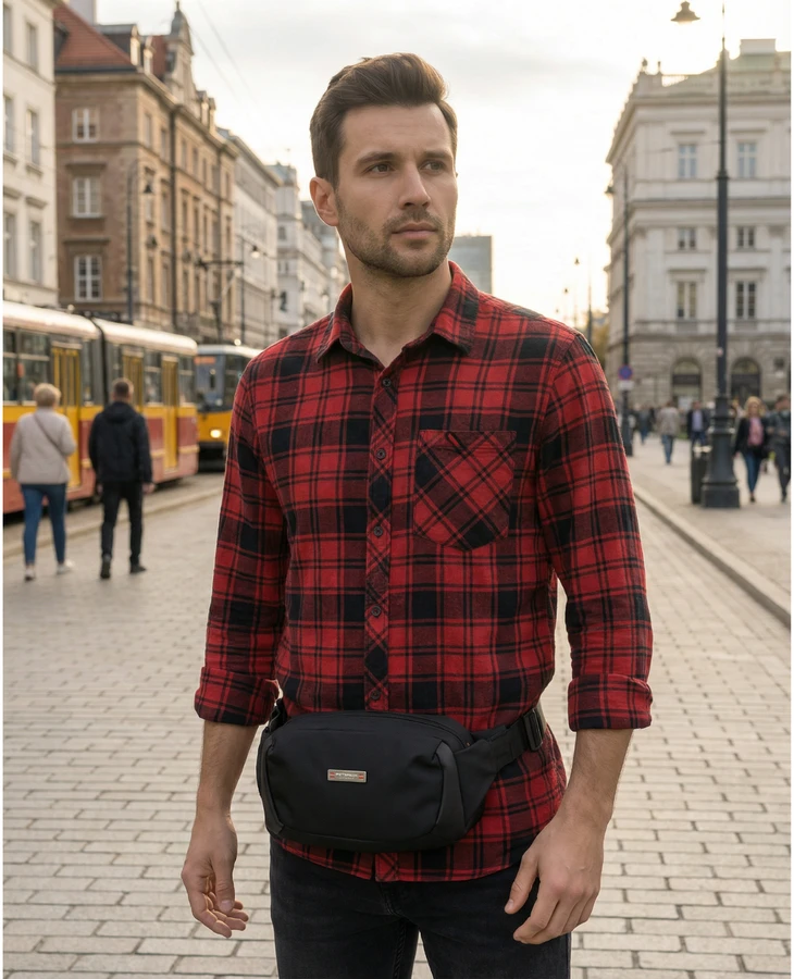 Peterson vyriška maža juosmens ir per petį nešiojama rankinė (crossbody), juoda