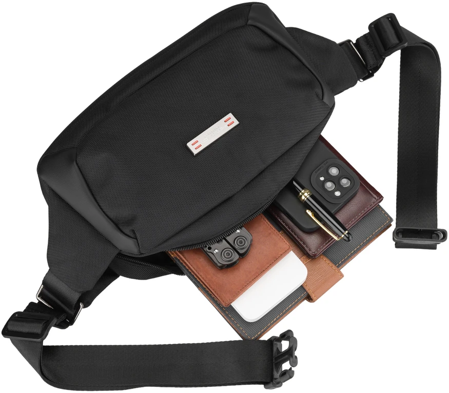 Peterson vyriška maža juosmens ir per petį nešiojama rankinė (crossbody), juoda