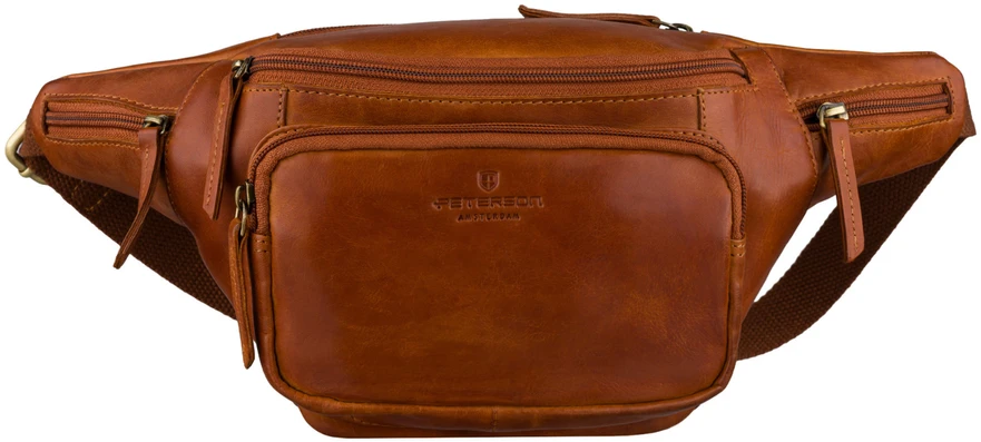 Peterson vyriška maža odinė juosmens ir per petį nešiojama rankinė (crossbody), ruda RT7