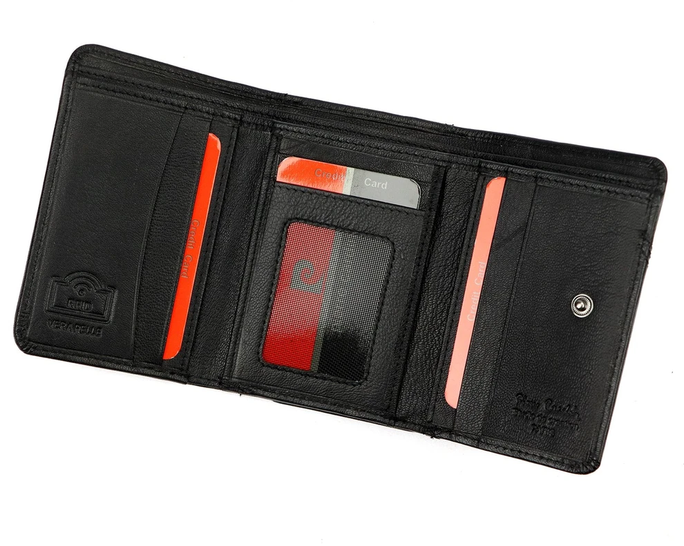 Pierre Cardin Portfel Damski Skórzany Średni RFID Zatrzask Skóra Naturalna
