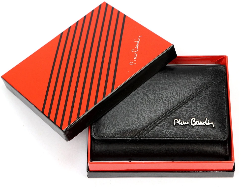 Pierre Cardin Portfel Damski Skórzany Średni RFID Zatrzask Skóra Naturalna