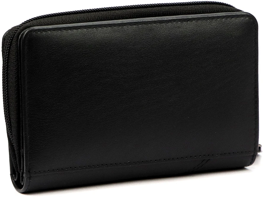 Pierre Cardin Portfel Damski Skórzany Średni Portmonetka RFID na Zatrzask