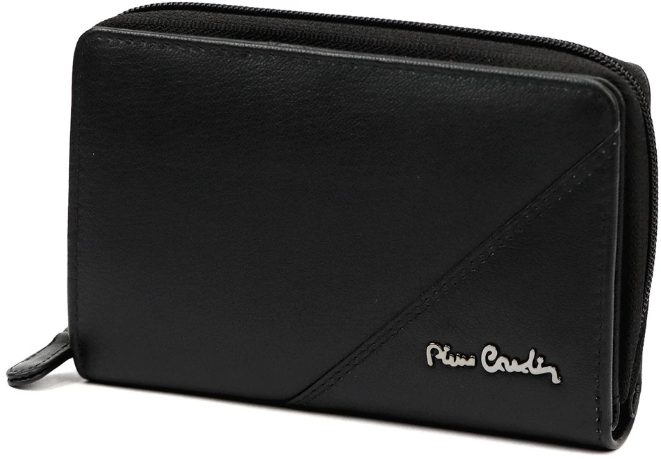 Pierre Cardin Portfel Damski Skórzany Średni Portmonetka RFID na Zatrzask