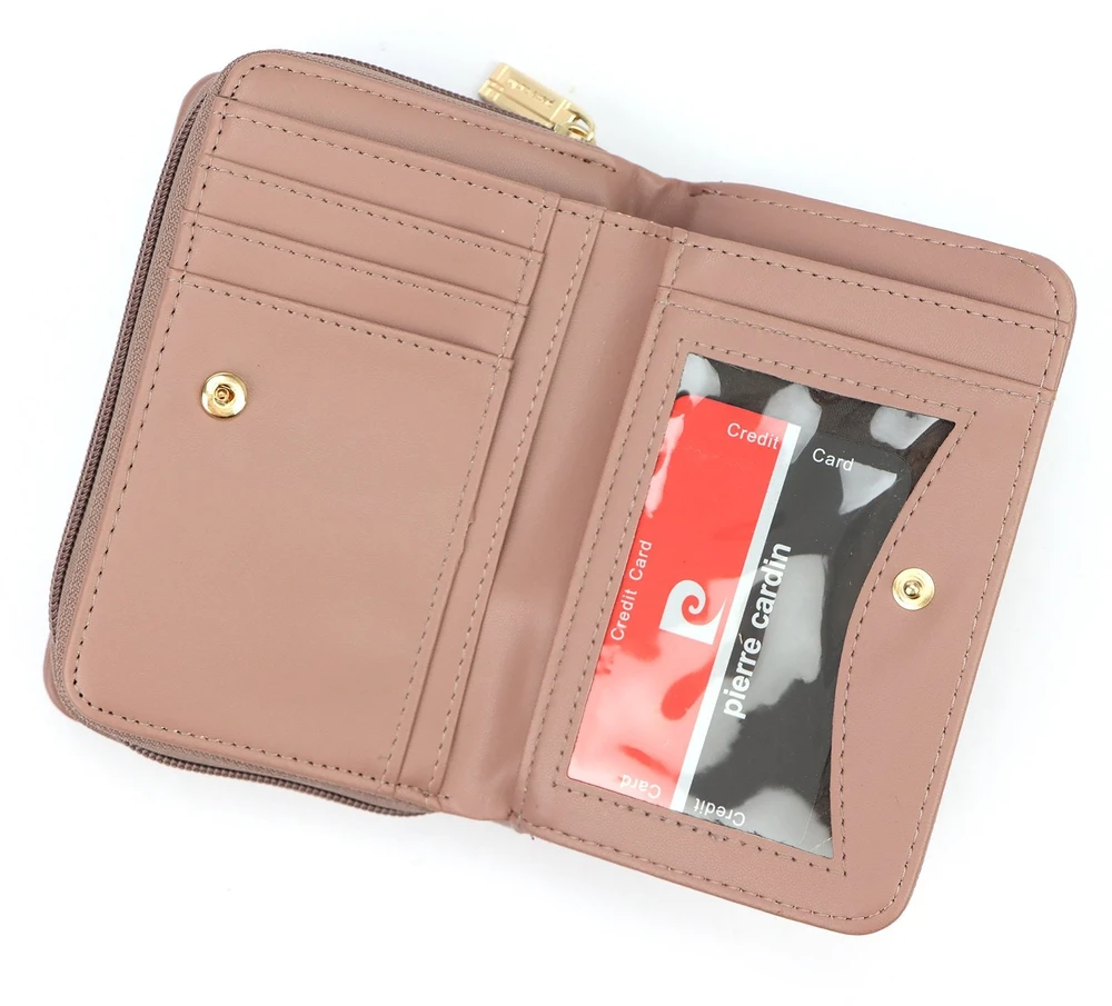 PIERRE CARDIN Portfel Damski Skórzany Średni RFID Kieszeń na Zamek