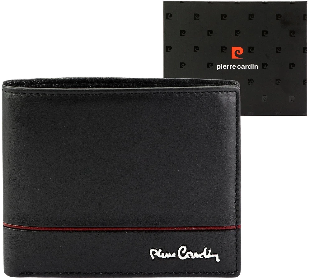 Vyriška odinė piniginė Pierre Cardin YS605 324 juoda + raudona