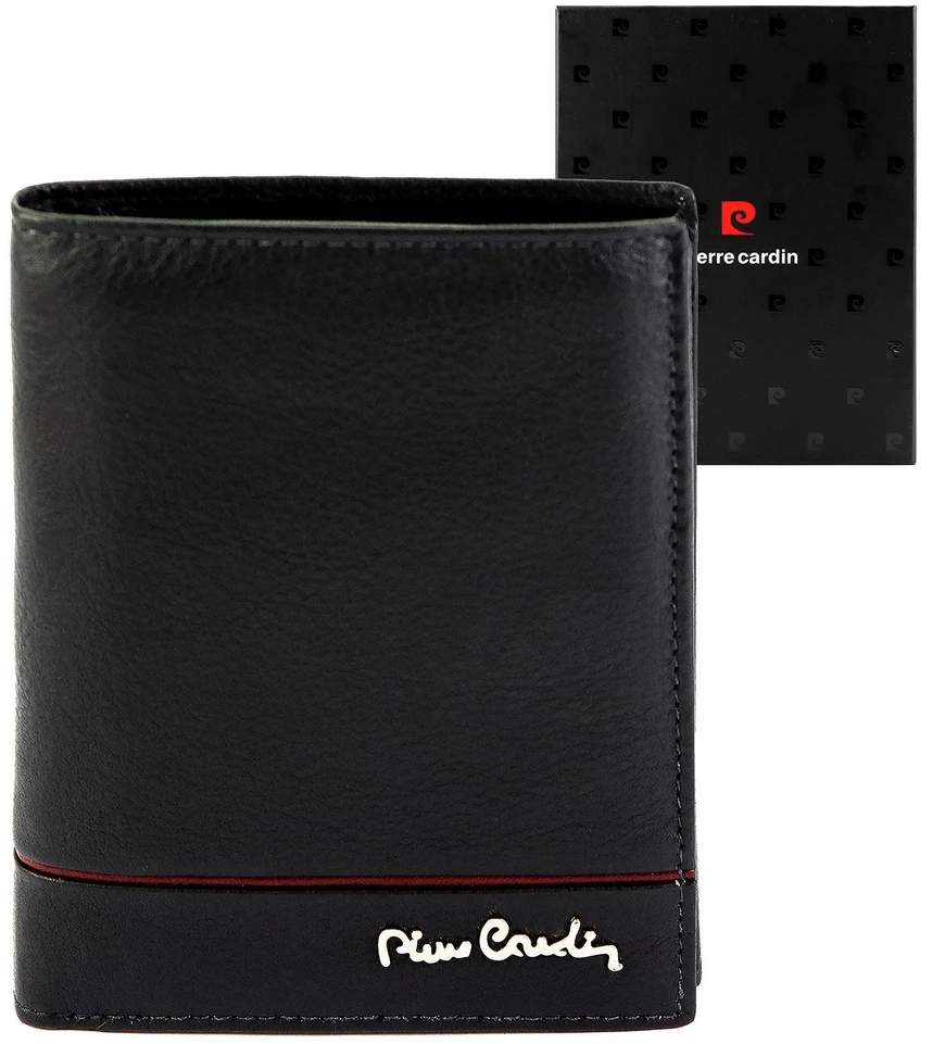 Vyriška odinė piniginė Pierre Cardin YS605 326 juoda raudona
