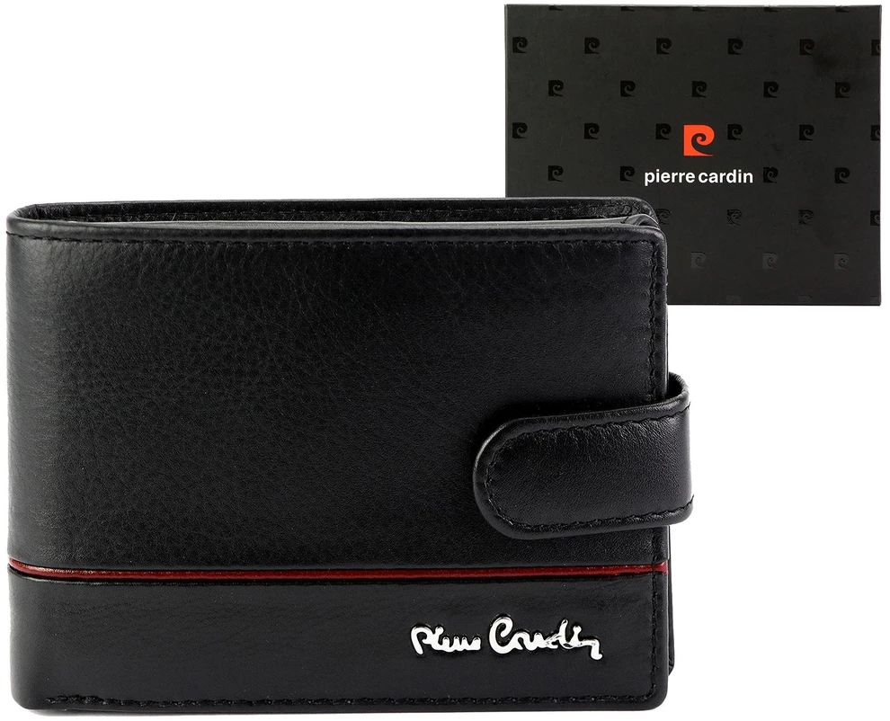 Vyriška odinė piniginė Pierre Cardin YS605 8825A juoda raudona