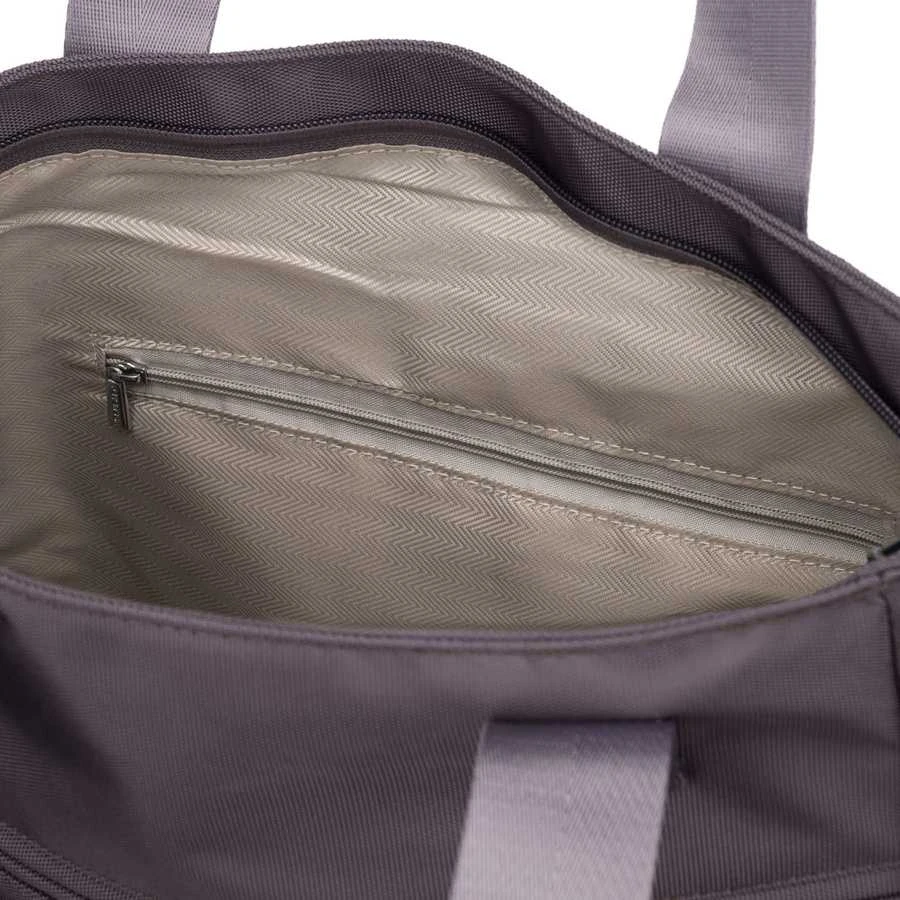 Pilka moteriška „Peterson“ shopper rankinė su rankenomis ir nuimamu dirželiu, užsegama užtrauktuku