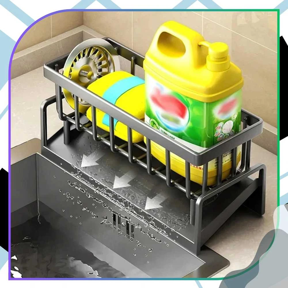 Pilkas nerūdijančio plieno kempinių laikiklis