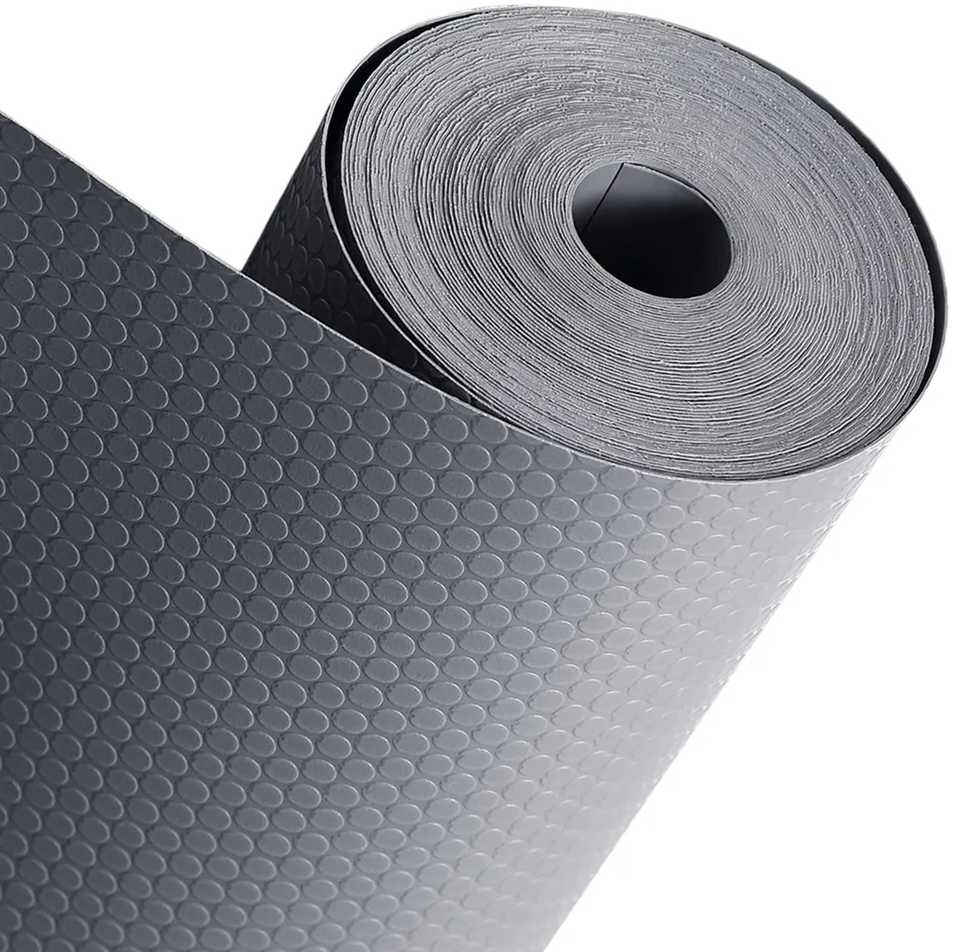 Pilkas PVC neslystantis kilimėlis stalčiams 500x50 cm
