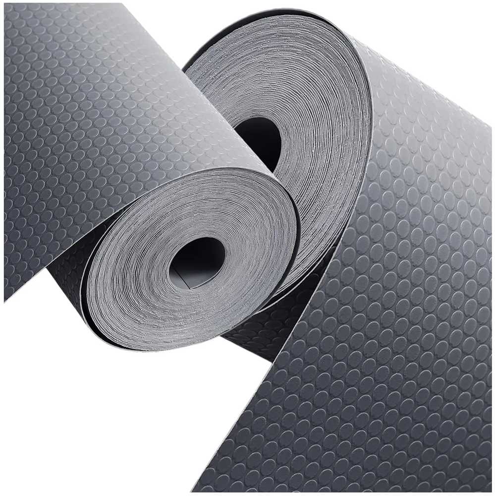 Pilkas PVC neslystantis kilimėlis stalčiams 500x50 cm