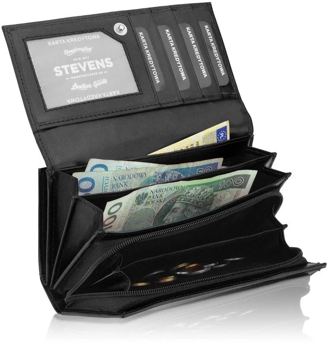 Piniginė moterims Stevens P37B, juoda