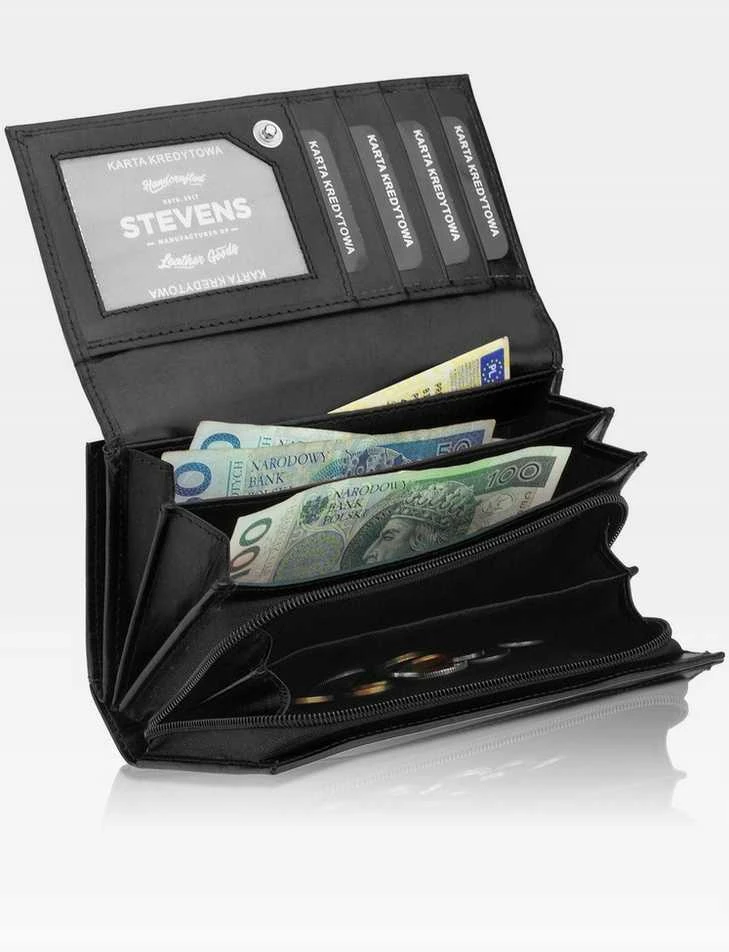 Piniginė moterims Stevens P37B, juoda