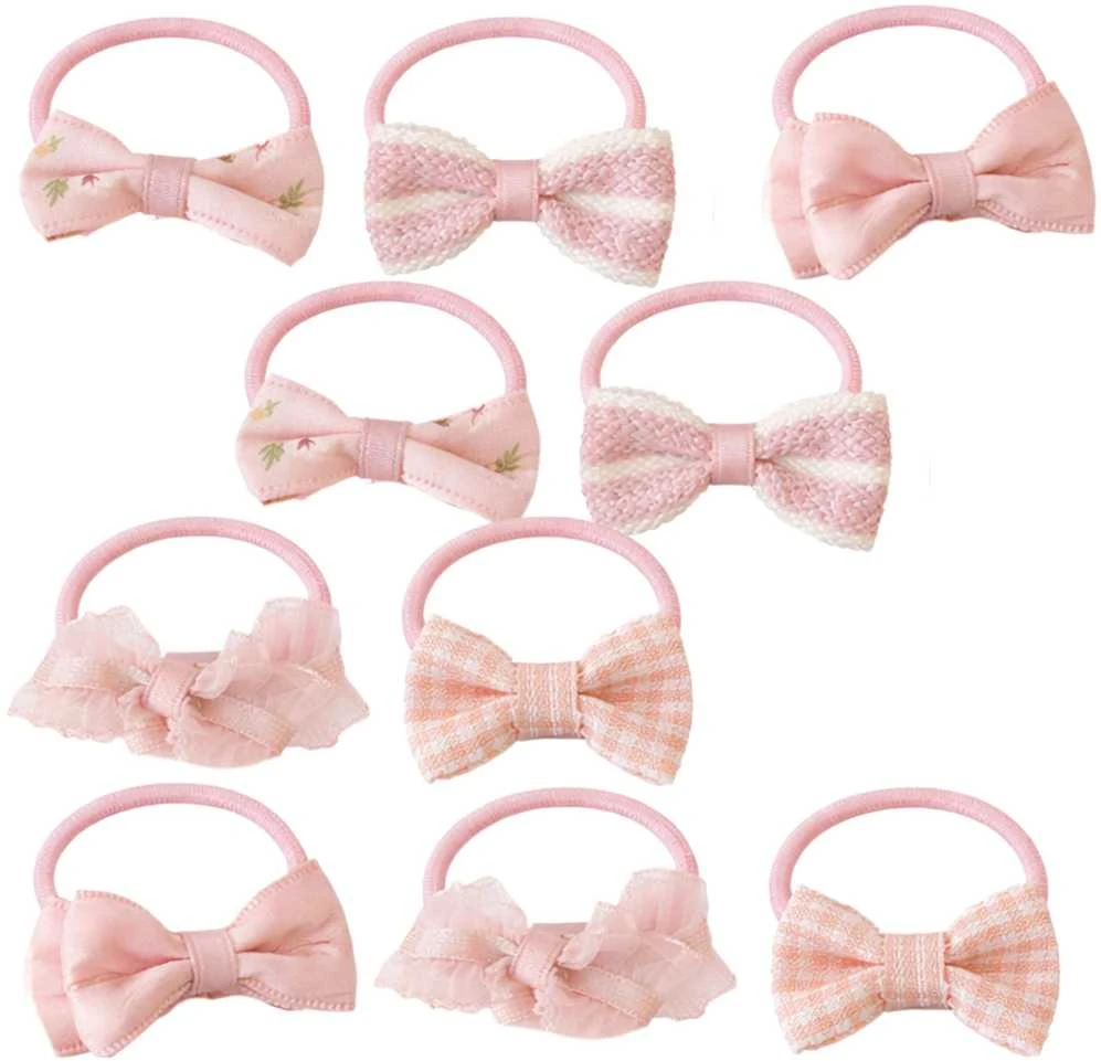 Plaukų gumytės su kaspinėliais, pastelės, 10 vnt.