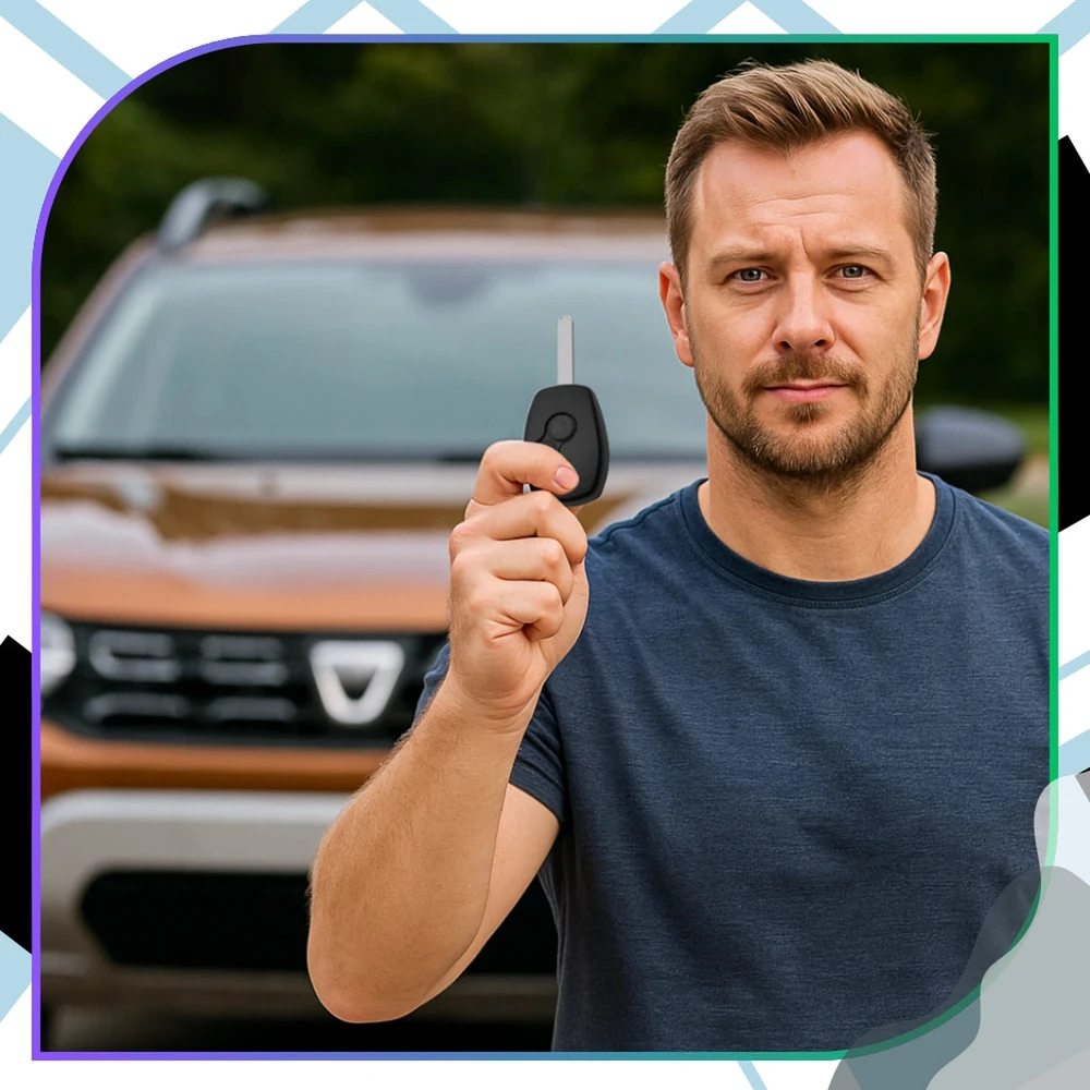 Raktelio korpusas juodas 2 mygtukų Dacia/Renault A289