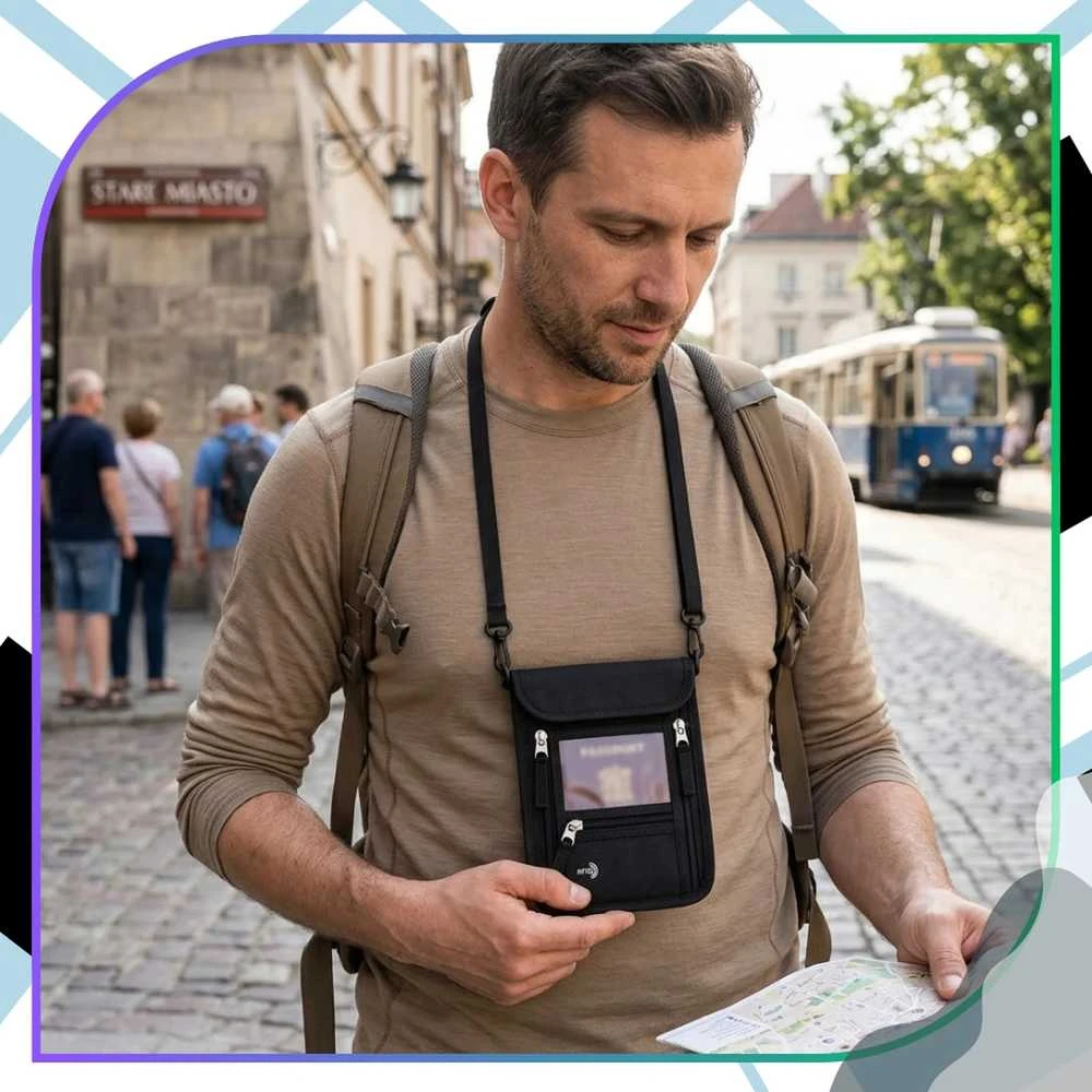 RFID paso dėklas-krūtinės krepšys, juodas